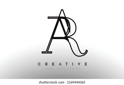 AR ar Brief Design Logo Logotype Symbol Konzept mit Serif Schriftart und klassisch elegante Stil Look Vektorgrafik.