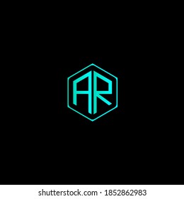 AR letter icon design on black background. Creative letter AR/A R logo design. AR initials Logo design	