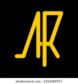 AR Letter Initial Logo Design Template Vector Illustration. Yellow Gold Typography on Black Background