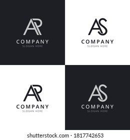 AR AS letter initial logo templates