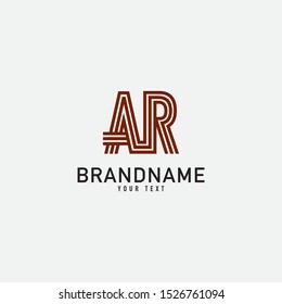AR Letter Logo With Black Lines Design. Line Letter Symbol Vector Illustration.