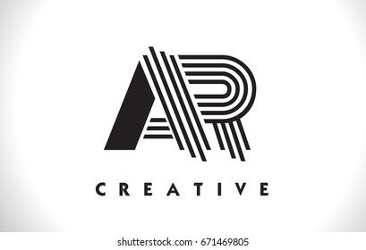 AR Letter Logo With Black Lines Design. Line Letter Symbol Vector Illustration