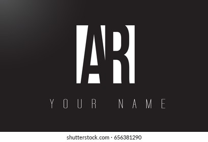 AR Letter Logo With Black and White Letters Negative Space Design.