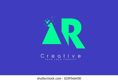 AR Letter Logo Design With Negative Space Concept in Blue and Green Colors Vector