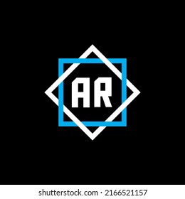 AR letter logo design on black background. AR creative circle letter logo concept. AR letter design.
