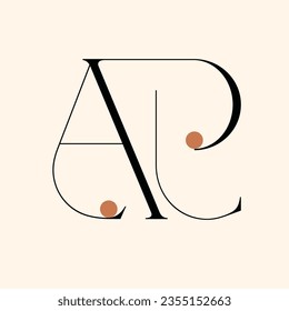 AR letter logo design on luxury background