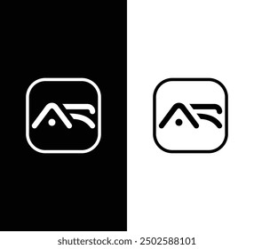 AR-Buchstabe Logo-Design in quadratischer Form