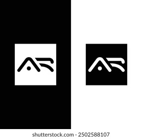 AR letter logo design in a square shape
