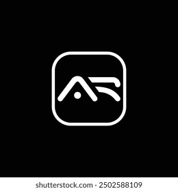 AR letter logo design in a square shape