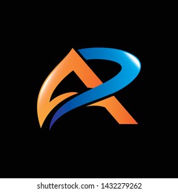 AR Letter Logo Design Template with technology style