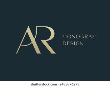 AR letter logo icon design. Classic style luxury initials monogram.