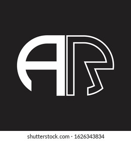 AR Letter logo monogram with oval shape negative space design template