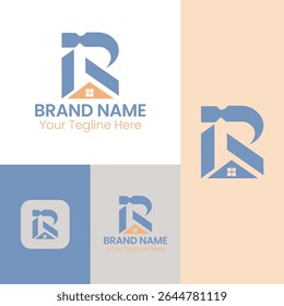 AR letter logo for real estate.R letter logo with house icon.CQ real estate logo.FCH letter logo for property branding.