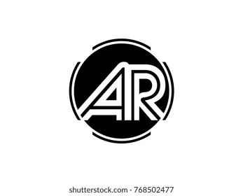 AR letter logo round black