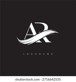AR-Buchstabe Monogramm-Logo mit Pinselstrich für moderne Markenidentität