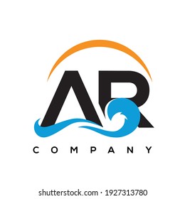 AR letter sea wave logo