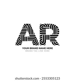 AR letter stylish and modern logo design. Featuring the letter 'AR' with clean, sharp lines and geometric precision.
