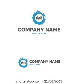 AR-Buchstaben-Wassereffektkreis-Vektorgrafik-Logo-Vorlage