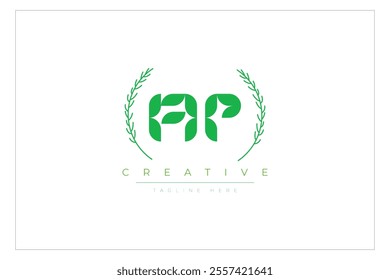 AR letters eco logo with leaf. Fresh nature and healthy leaf logo design.