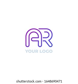 AR letters initials logo, line design