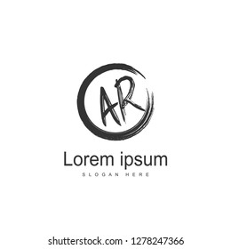 AR Letters Logo Design. Simple and Creative Black Letter Concept Illustration.