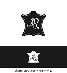 AR letters written on leather patch designed in vector format.