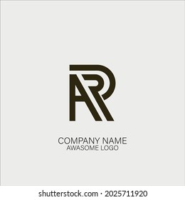AR line logo black vector design