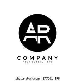 AR Logo Design Black Color Circle Typography Vector Template. Creative Linked Letter AR Logo Template