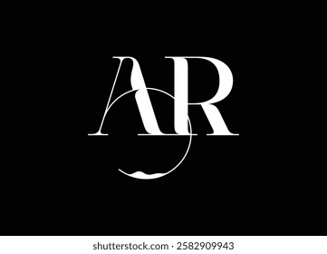 AR logo design handwriting signature style vector template.