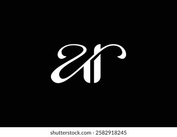 AR logo design handwriting signature style vector template.