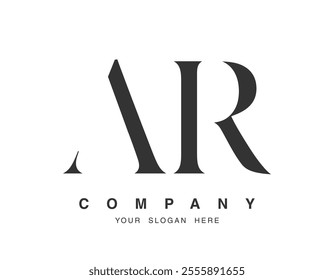 AR logo design. Initial letter a and r serif font style. Creative classic company name typography. Trendy logotype or identity. Vector illustration.