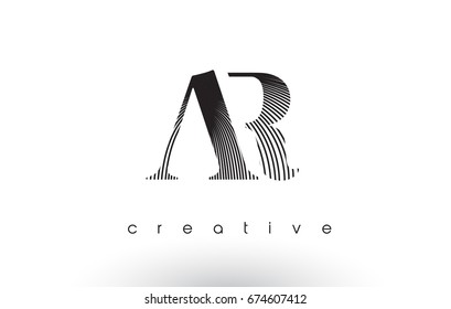 AR Logo Design With Multiple Lines. Artistic Elegant Black and White Lines Icon Vector Illustration.