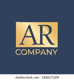 AR Logo Design Template. Luxury gold Plat Letter Vector