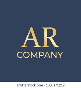AR Logo Design Template. Luxury gold Letter Vector