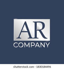 AR Logo Design Template. Luxury Silver Plat Letter Vector