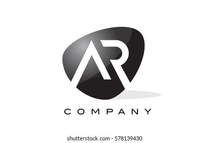 AR Logo. Letter Design Vector with Oval Shape and Black Colors.