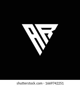 AR Logo letter monogram with triangle shape design template isolated on black background