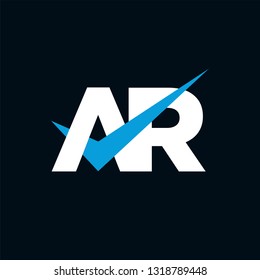 AR Logo of the Letter Tick Blue Initial Capital Designs Template