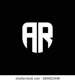 ar logo monogram with circular shape shield design template