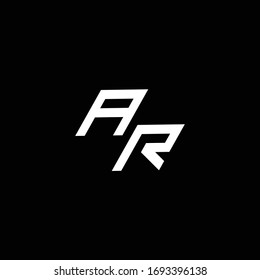 AR logo monogram with up to down style modern design template isolated on black background