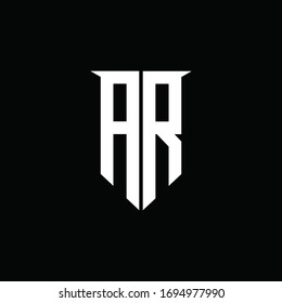 AR logo monogram with emblem shield style design template