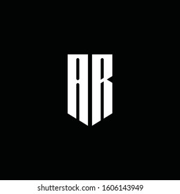 AR logo monogram with emblem style isolated on black background