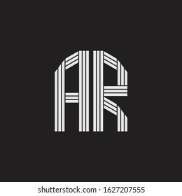 AR Logo monogram with outline style linked isolated on black background