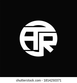 AR Logo monogram with rounded line swipe design template on black background