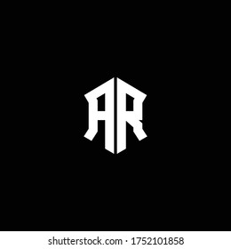 ar logo monogram with shield shape design template