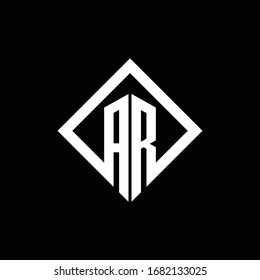 AR logo monogram with square rotate style design template