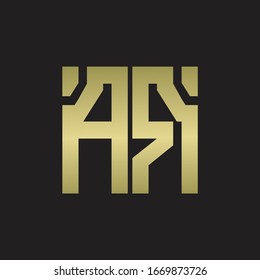 AR Logo with squere shape design template with gold colors