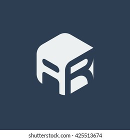 AR Logo.. Vector Graphic Business Branding Letter Element Illustration. Cube Negative Space Design. Dark Background