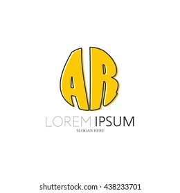 AR Logo. Vector Graphic Sphere Branding Letter Element. White Background