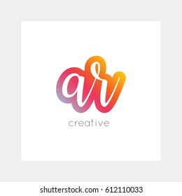 AR logo, vector. Useful as brand symbol, app icon, alphabet element, clip-art.